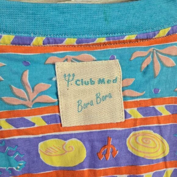 Club Med Vintage All Over Print Aquatic Colorful Mens SZ XL Bora Bora - Picture 5 of 5
